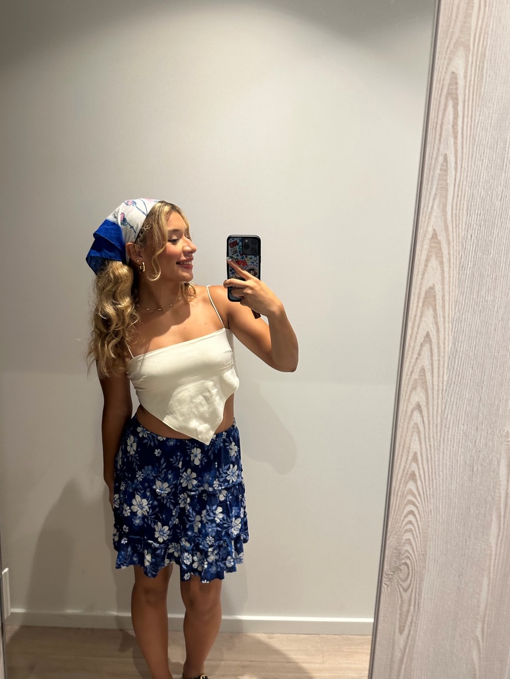 Rare Editions Blue Floral Tiered Skirt Size 12 fits like a 4 (super stretchy)